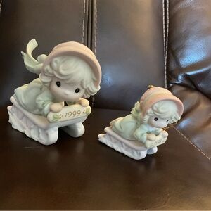 Precious Moments “Slide Into The Millennium With Joy” 1999 figurine and ornament